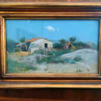 Piccolo paesaggio campestre dipinto ad olio