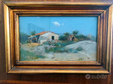 Piccolo paesaggio campestre dipinto ad olio