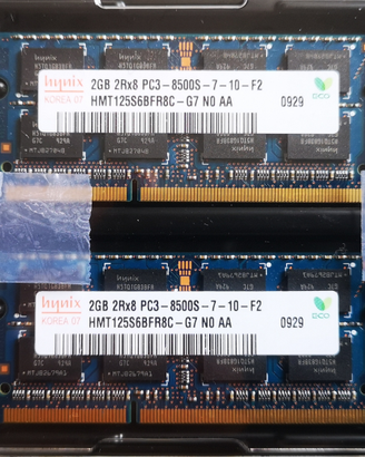 2X 2gb (tot 4gb) RAM Sodimm DDR3 PC3-8500 1066MHZ