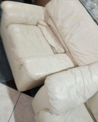 Divano con de poltrone in pelle beige no spedizion