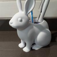 Coniglio bianco decorativo portapenne-vasetto 3D