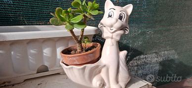 Portavaso Vintage Gatto in Ceramica