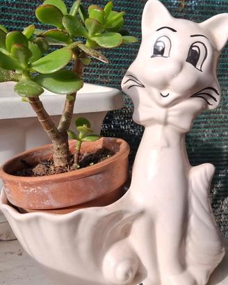 Portavaso Vintage Gatto in Ceramica