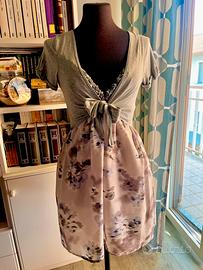 vestito BEHIP elegante floreale in raso con pizzo