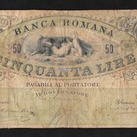 Banconota da 50 lire della banca romana 1872