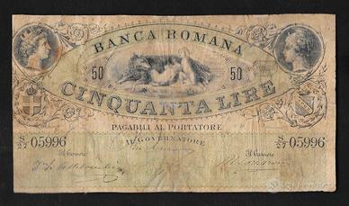 Banconota da 50 lire della banca romana 1872