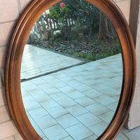 SPECCHIO OVALE CORNICE IN NOCE SCURO