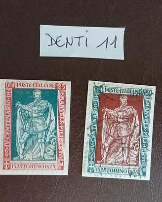 Regno 1928- 4 francobolli con dentellatura 11