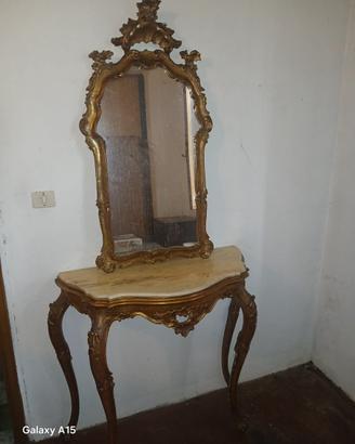 Tavolo consolle con piano in marmo