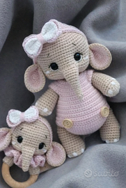 Set Elefantino + sonaglio dentizione Amigurumi