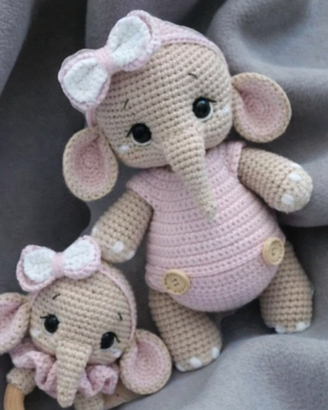 Set Elefantino + sonaglio dentizione Amigurumi