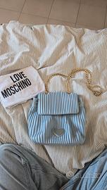 Borsa Love Moschino celeste plissettato