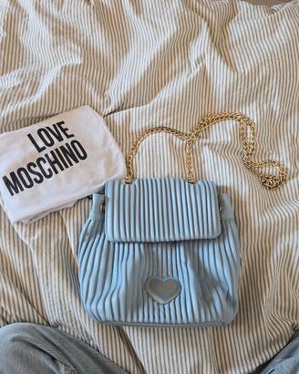 Borsa Love Moschino celeste plissettato