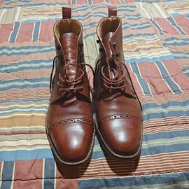 Stivaletti uomo pelle marrone brogue 43