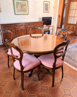 Tavolo Rotondo Allungabile a 8 + Sedie imbottite