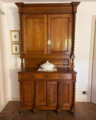 Credenza ‘800 con scrittoio, colonne in ciliegio