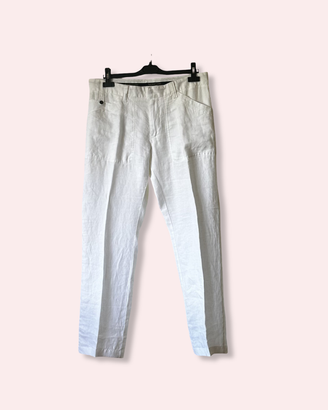 Pantalone uomo Marlboro Classics in lino bianco