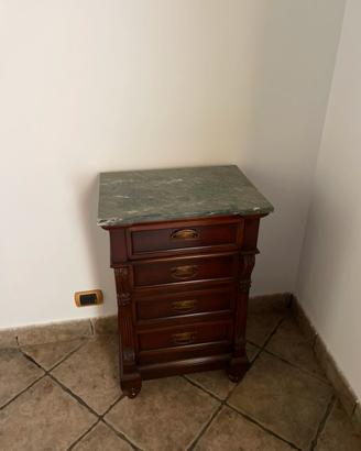 Trittico cassettone in legno con 2 comodini