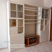 mobile soggiorno TV con vetrine e libreria 