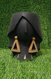 Vaso Design Volto Donna Egiziana Nero e oro