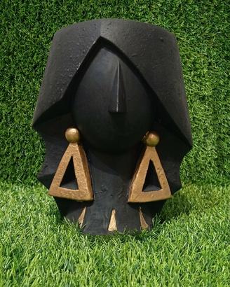 Vaso Design Volto Donna Egiziana Nero e oro