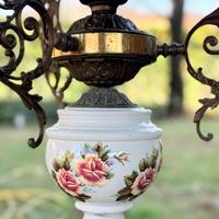 Lampadario Bronzo + Ceramica anni 40 -