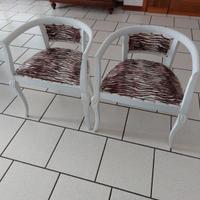 Coppia di poltroncine sedie shabby chic zebrate