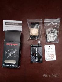 Porta cellulare da manubrio, in alluminio nero