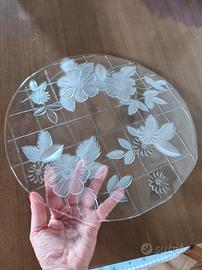 Centrotavola vetro lavorato floreale, piatto dolci