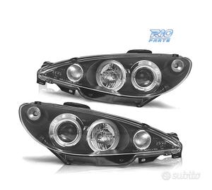 FARI PEUGEOT 206 98-08 ANGEL EYES SFONDO NERO H4