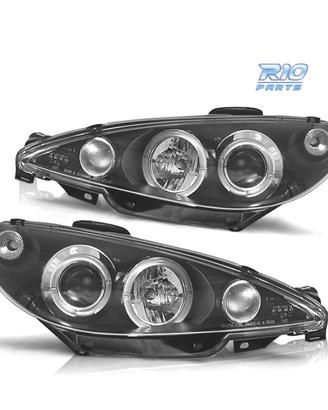 FARI PEUGEOT 206 98-08 ANGEL EYES SFONDO NERO H4