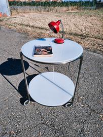 Carrello tondo vetro ruote vintage