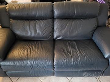 Divano Poltronesofà 2 posti in vera pelle blu