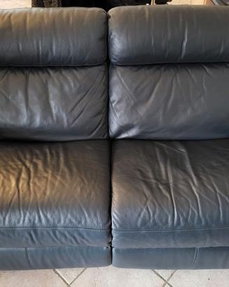 Divano Poltronesofà 2 posti in vera pelle blu