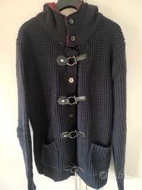 Maglione Cardigan invernale L blu misto lana Enos