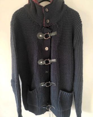 Maglione Cardigan invernale L blu misto lana Enos