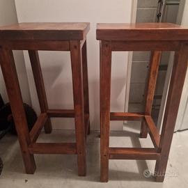 Coppia sgabelli legno massiccio vintage 