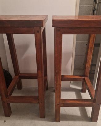 Coppia sgabelli legno massiccio vintage 