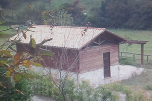 Casetta in legno con portico