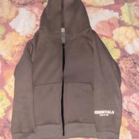 Felpa fear of god essentials 3d silicon  zip marro