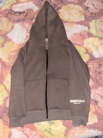 Felpa fear of god essentials 3d silicon  zip marro