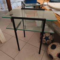 Comodini in acciaio e cristallo (coppia)