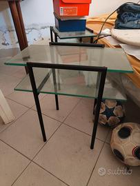 Comodini in acciaio e cristallo (coppia)