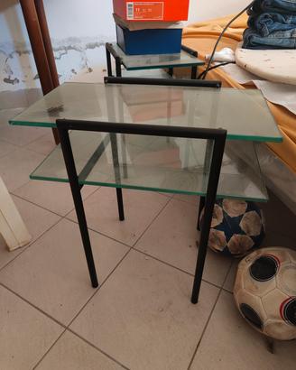 Comodini in acciaio e cristallo (coppia)