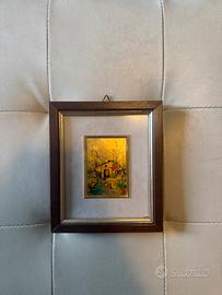 Dipinto miniatura su foglia oro 23kt