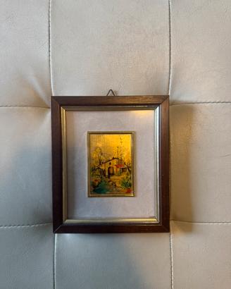 Dipinto miniatura su foglia oro 23kt