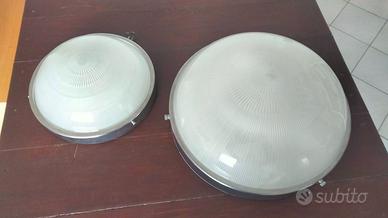 Vecchie lampade vintage anni 70 vetro alluminio