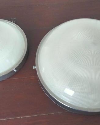 Vecchie lampade vintage anni 70 vetro alluminio