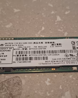 Hard Disk SSD M.2 SATA 256GB - MICRON M0DL020