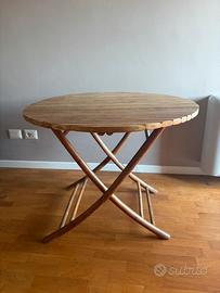 Tavolo rotondo pieghevole legno vintage